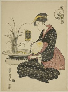 De Zesde Maand, uit de serie "Modieuze Twaalf Maanden" door Utagawa Toyokuni I