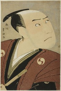 De acteur Sawamura Sojuro III als Oboshi Yuranosuke in het stuk "Edo no Hana Ako no Shiogama," uitgevoerd in het Kiri Theater in de vierde maand, 1796