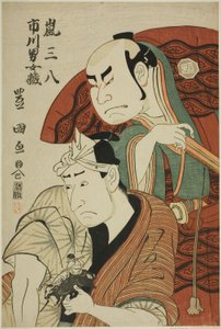 De acteurs Arashi Sanpachi I en Ichikawa Omezo I door Utagawa Toyokuni I