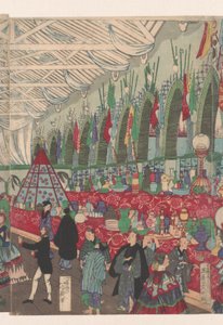 Een florerend Engels handelshuis in Yokohama door Utagawa Yoshiiku