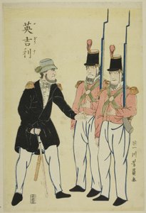 Engelse officier en soldaten door Utagawa Yoshikazu