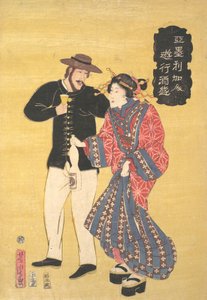 Een Amerikaan aan het feesten, 1861 Bunkyu 1, eerste maand door Utagawa Yoshitora