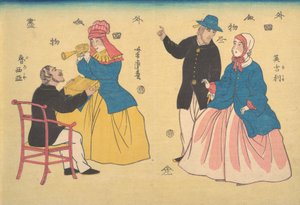 Engelse en Russische Stellen, 1e maand door Utagawa Yoshitora
