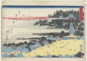 Zicht op de Hongan-ji Tempel in Ikegami