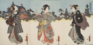 Scène uit Genji monogatari (Verhaal van Genji) door Murasaki Shibuku (geb. 978) ca. 1860