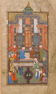 Paleisscène in een Tuhfat al-Ahrar (Geschenk van de vrijen) Bukhara, Oezbekistan, Oezbeekse periode, ca. 1540 door Uzbek School
