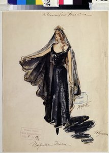 Kostuumontwerp voor de opera "Die Zauberflöte" van Wolfgang Amadeus Mozart door V. Bushina