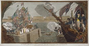 De opening van de Londense dokken, Wapping, 1805 door V Woodthorpe