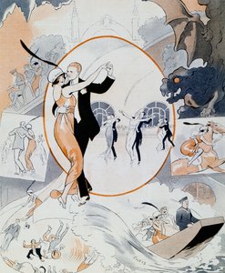 Dansscène, uit tijdschrift La Vie Parisienne, Frankrijk door Vald