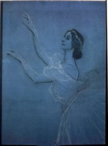 De ballerina Anna Pavlova in het ballet de "Sylphides" (detail) door Valentin Aleksandrovich Serov