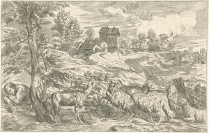 Landschap met slapende herder door Valentin Lefebvre