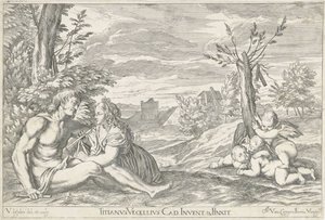 Liefdespaar in een landschap door Valentin Lefebvre