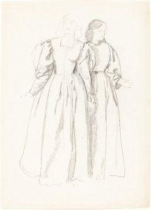 Studie van twee jonge vrouwen [recto] door Valentine Cameron Prinsep