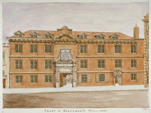 Vooraanzicht van Blackwell Hall, City of London