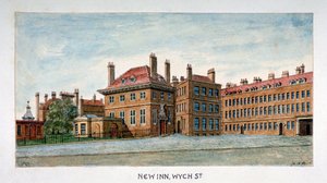 Uitzicht op New Inn op Wych Street, Westminster, Londen