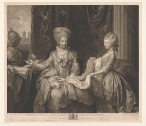 Portret van Charlotte van Mecklenburg-Strelitz en haar dochter Charlotte