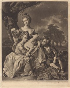 De Familie Wright (De Bradshaw Kinderen) door Valentine Green after Joseph Wright