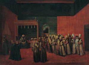 Sultan Ahmed III ontvangt een Europese ambassadeur