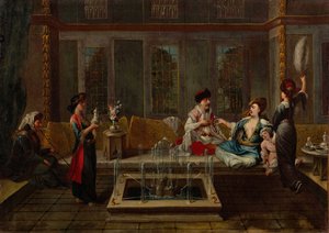 Het Gesprek, 1730s door Vanmour