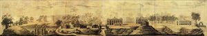 Panoramisch uitzicht op Tsaritsyno ontwerp, 1776