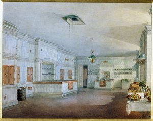 De keuken in het Yusupov-paleis in Sint-Petersburg door Vasili Semenovich Sadovnikov
