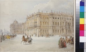De rit van keizer Nicolaas I door het paleisplein