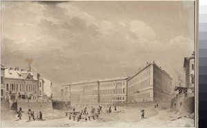 Sint-Petersburg. Het Generale Stafgebouw aan de Moika rivier, door Sadovnikov, Vasily Semyonovich (1800-1879). Aquarel op papier, voor 1833