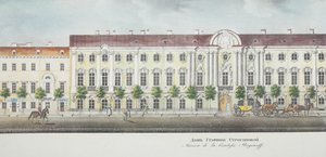 Het Stroganov-paleis uit het panorama van de Nevsky Prospekt door Vasili Semenovich Sadovnikov