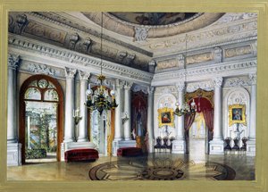 Uitzicht op de Antonio Vighi zaal in het Joesoepov-paleis in Sint-Petersburg door Vasili Semenovich Sadovnikov