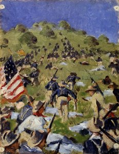 Aanval van de Rough Riders op San Juan Hill in 1898, ca. 1900