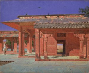 Binnenplaats van de harem in het Fatehpur Sikri keizerlijk paleis, 1874-1876
