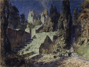 Toneelontwerp voor de opera De scharlaken roos van N. Krotkov