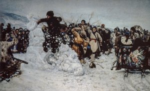 Sneeuwstorm op het fort door Vasilij Ivanovic Surikov
