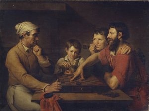 Een Kok die Dammen Speelt met een Huisbewaarder