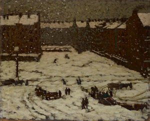 Voorstad in sneeuwweer door Václav Malý