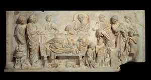 Funerair bas-reliëf marmeren ceremonie in Venetië aan het begin van de 16e eeuw Parijs, Louvre Museum door Venetian School