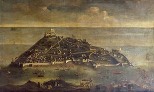 Tabarca eiland, schilderij door onbekende Venetiaanse kunstenaar, Tunesië