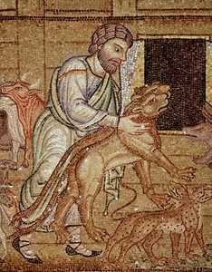 Het leven van Noach, de ark (mozaïek detail) door Veneto Byzantine School