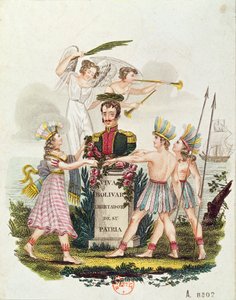 Populaire afbeeldingen die Bolivar verheerlijken, ca. 1840