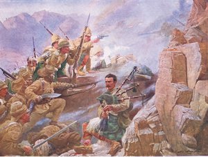 De bestorming van Dargai, illustratie uit Cassells Geschiedenis van Engeland, 1900s door Vereker Monteith Hamilton