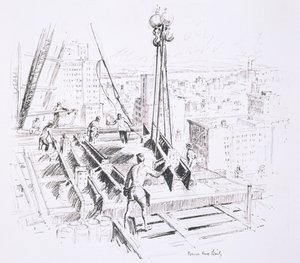 Verplaatsende balken op de 25e verdieping van het Empire State Building, uitgegeven door William Edwin Rudge door Vernon Howe Bailey