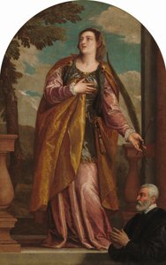 Sint-Lucia en een schenker door Veronese Workshop