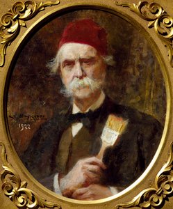 Zelfportret door Vespasiano Bignami, olieverf op doek, 55x62 cm