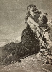 Renaissance, moeder met kind, naar schilderij van Vincenzo Irolli door Vicenzo (after) Irolli
