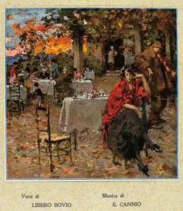 Buitenrestaurant, illustratie voor een verzameling Napolitaanse liederen, Italië, 20e eeuw door Vicenzo Irolli