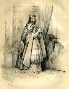 Dagobert I (ca. 600-639) koning van Austrasië (623 tot 629), koning van alle Franken (629 tot 634), koning van Neustrië en Bourgondië (634 tot 639). Het bewind van Dagobert I