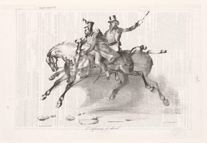 Karikatuur van de infanterie te paard door Victor Adam