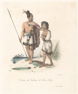Kleding van de inwoners van Houa-Houa (Nieuw-Zeeland) door Victor Adam