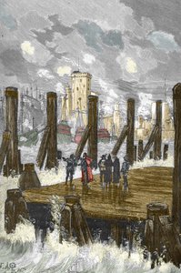 Beleg van La Rochelle (1627-1628): “De Kardinaal van Richelieu (1585-1642) op de dam van La Rochelle, tijdens het beleg van de stad, plaats d