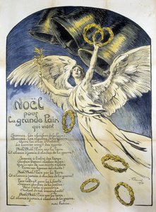 Allegorische figuur van Vrede - Gedicht Kerstmis voor de grote vrede die komt door André Fontaine, ill. door V. Prouvé door Victor Emile Prouve